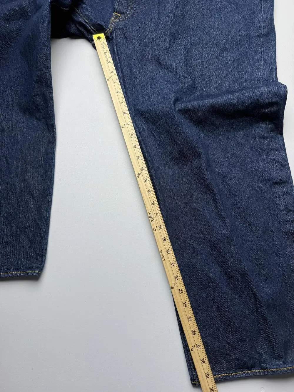 Levis 501 Jeans Mens 52x32 Blue Dark Wash Denim Classic Straight Big Tall Casual